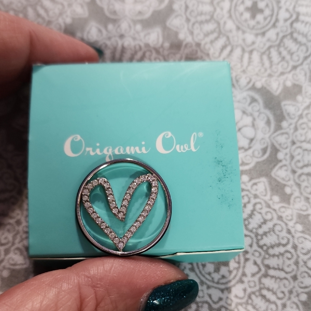 Origami Owl Silver Heart Plate